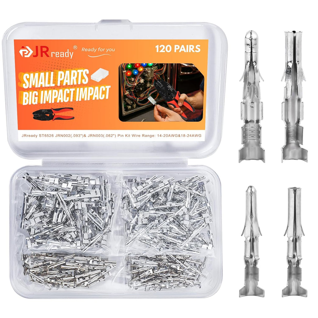 JRready 093 062 Pins Connector Kit Wire Pin Connectors Male Female Contacts 1190 1580 Series 14-20AWG 18-24AWG Crimp Terminals Pins Sockets for Molex Connectors 3.68mm 5.03mm Pitch 120 Pairs ST6526