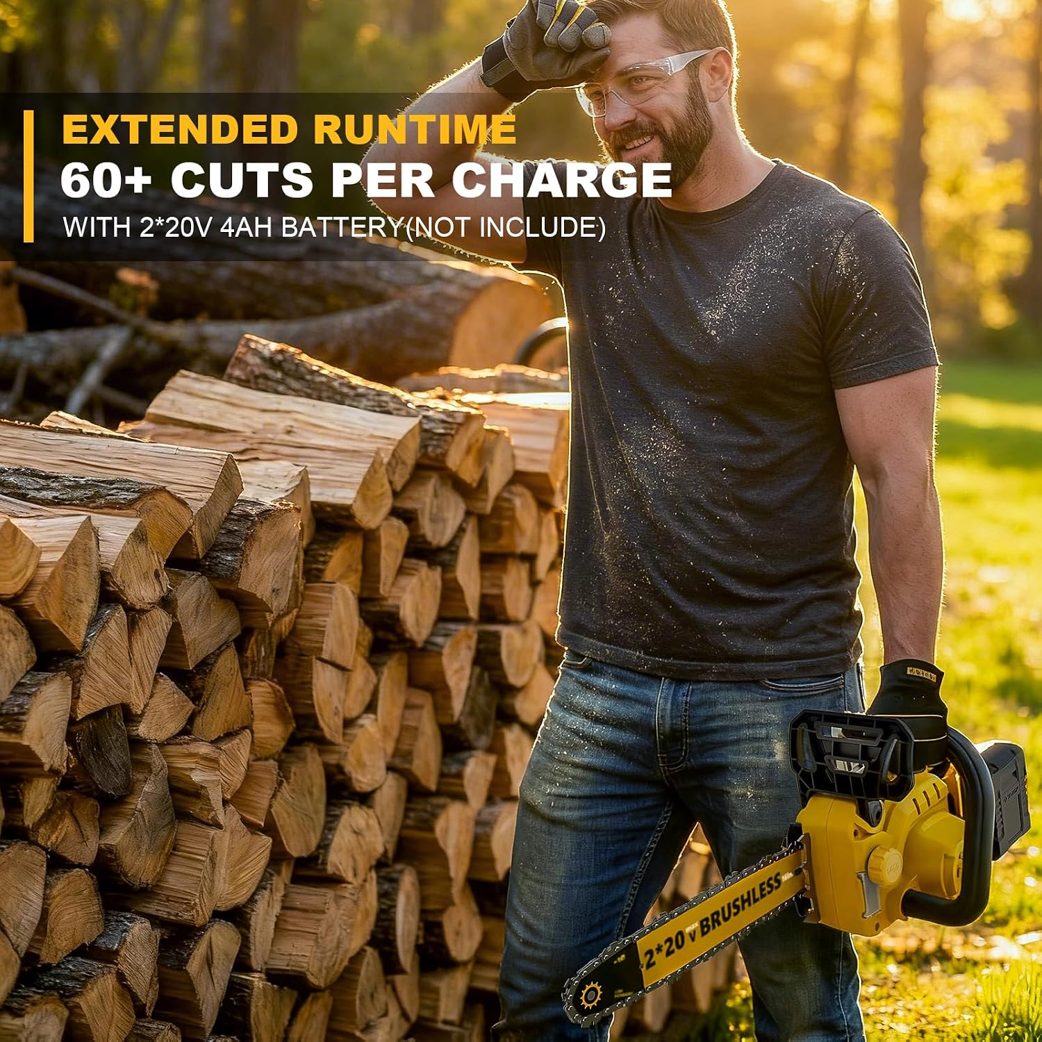 40V(20V*2) 16" Brushless Chainsaw Cordless, Electric Chainsaw Fully Compatible with DeWalt 20V MAX, Auto-Oiling