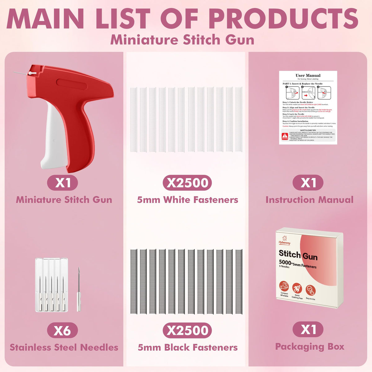 Stitch Gun for Clothes, Tagging Gun, Quick Clothing Fixer, Red