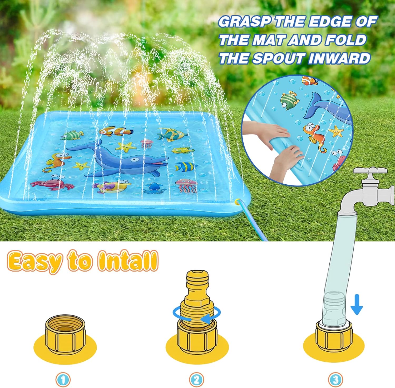 Splash Pad for Toddlers, Outdoor Sprinkler for Kids | 67" Summer Water Toys Baby Pool Fun Gifts for 3 4 5 6 7 8 9