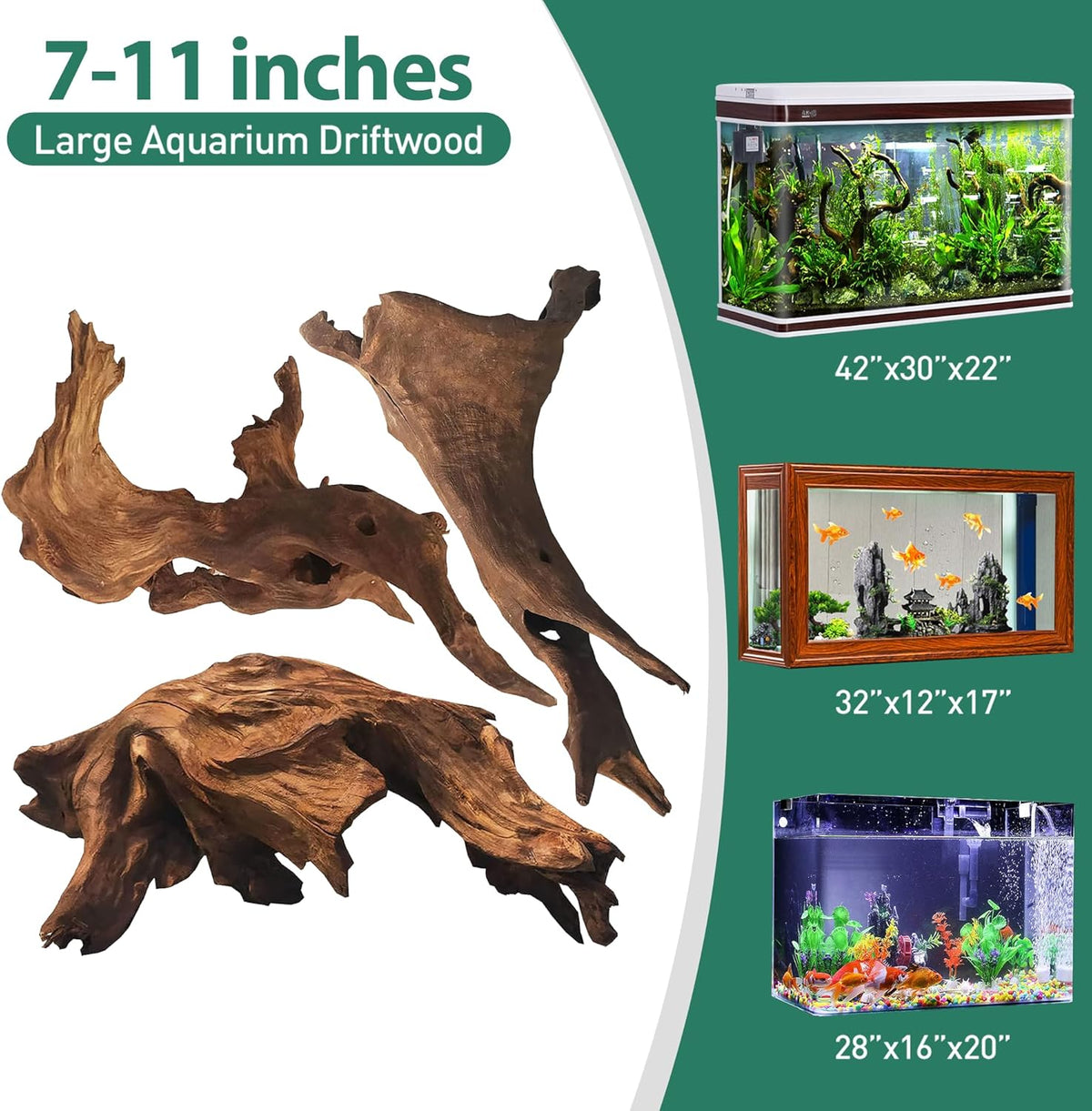 3 PCS Natural Driftwood for Aquarium Decor Fish Tank Decorations