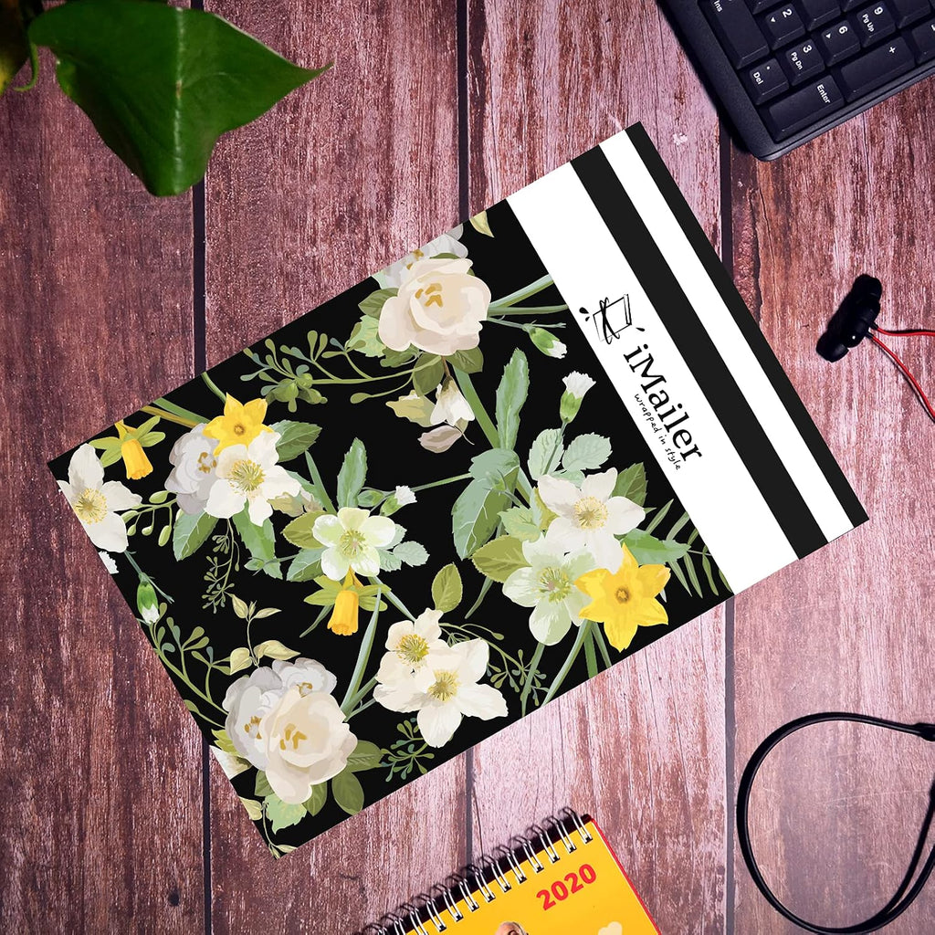 10" x 13"(100 pcs) Poly Mailer Mailing Black Flower Envelope
