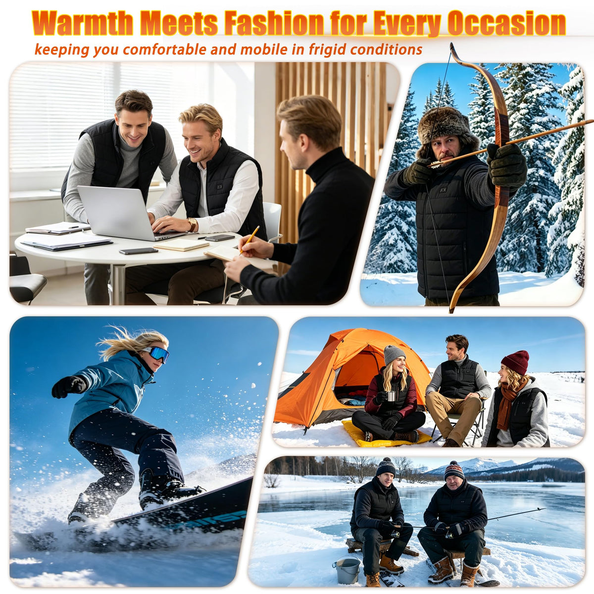 Outdoor Heated Vest for Men: Winter Heated Jacket with Battery Pack