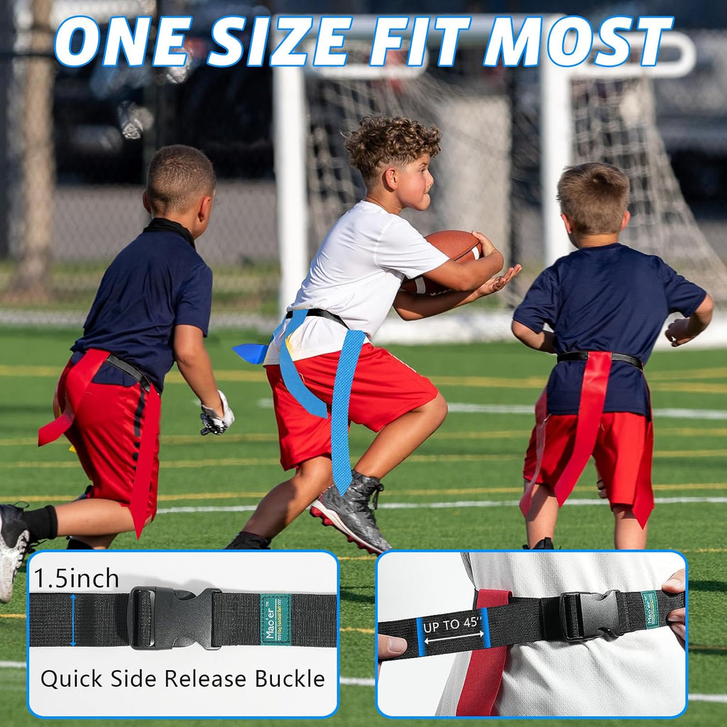 Flag Football Belts, 10 Player Flag Football Set with 30 Flags For Kids Youth And Adults Training Equipment
