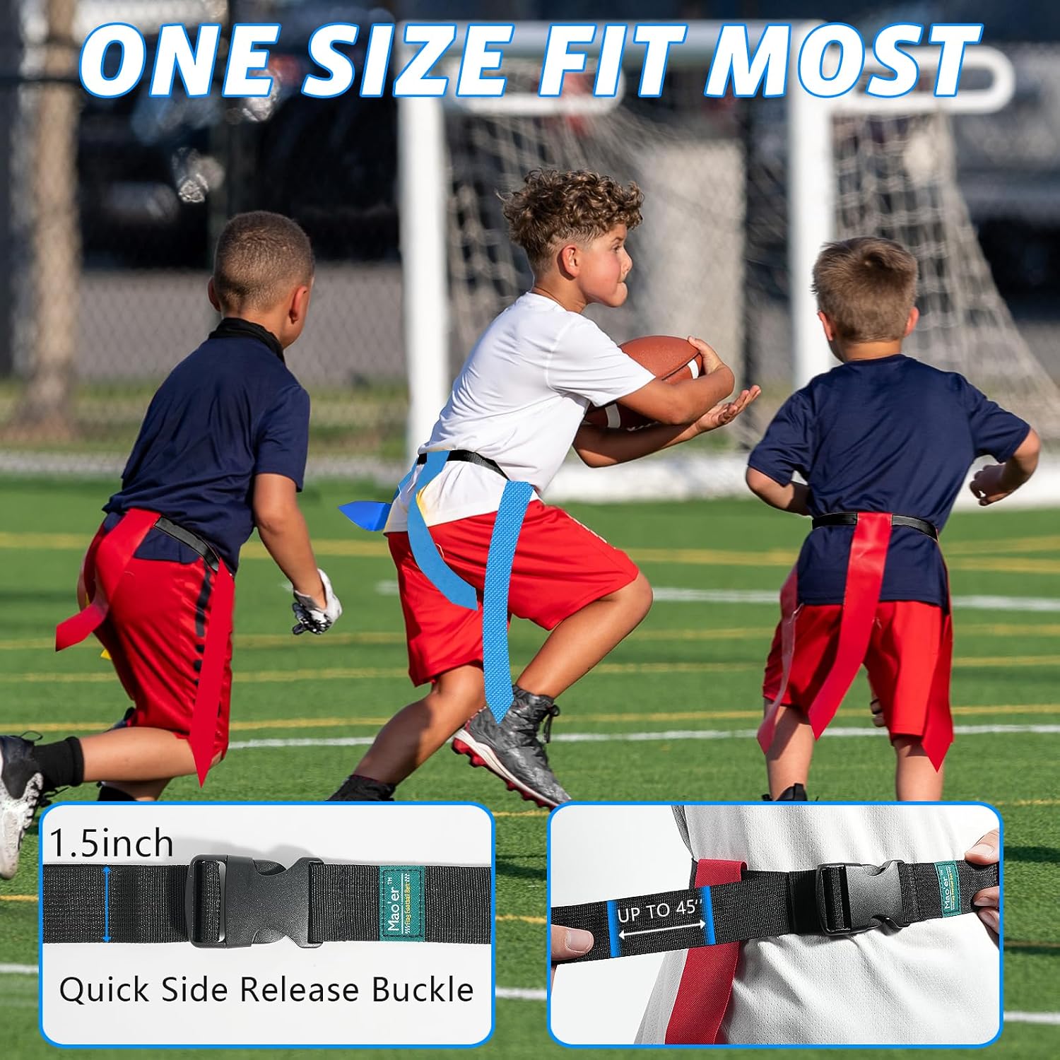 Flag Football Belts, 10 Player Flag Football Set with 30 Flags For Kids Youth And Adults Training Equipment