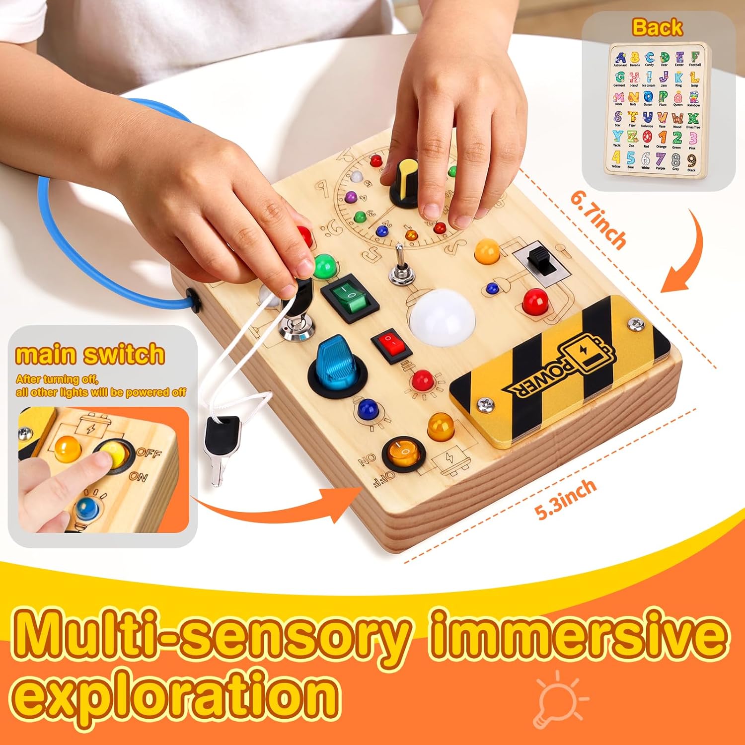Busy Board for Toddlers - Montessori Educational Toy for 1-3 Year Old Boys & Girls | Travel-Friendly Sensory Learning