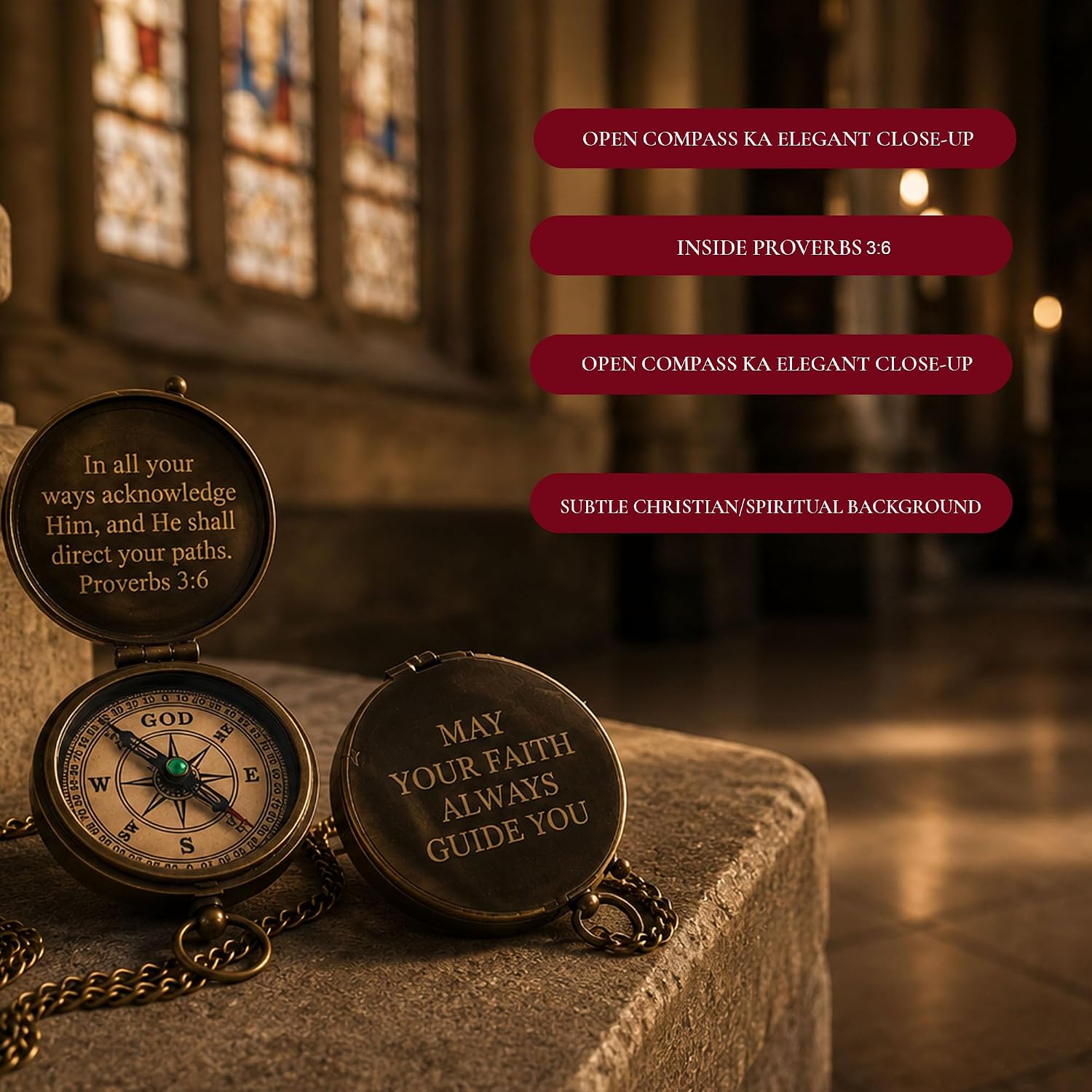 Baptism Gifts for Boys - Engraved Working Handmade Compass with Scripture - Religious, Christian, Catholic