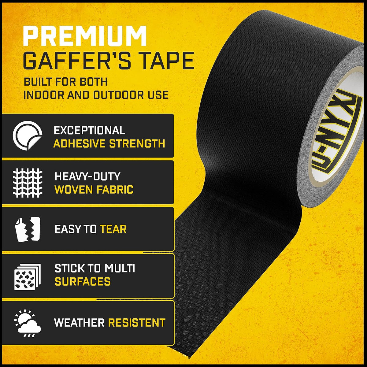 Gaffer Tape 2 Inch x 2 Pack Black Gaff Tapes