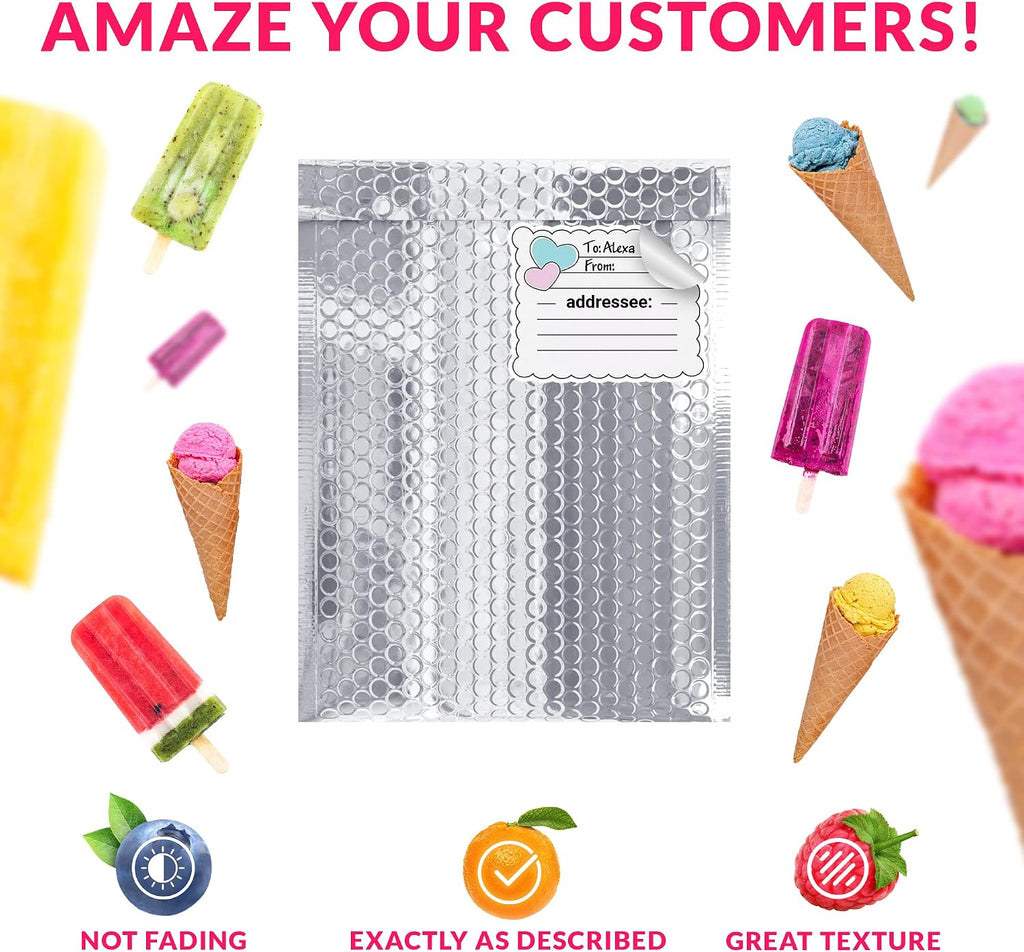 Thermal Bubble Mailer, 11 x 15 Inch Metallic Foil Insulated Envelopes, 10 Pack Self Seal Waterproof Shipping Mailers