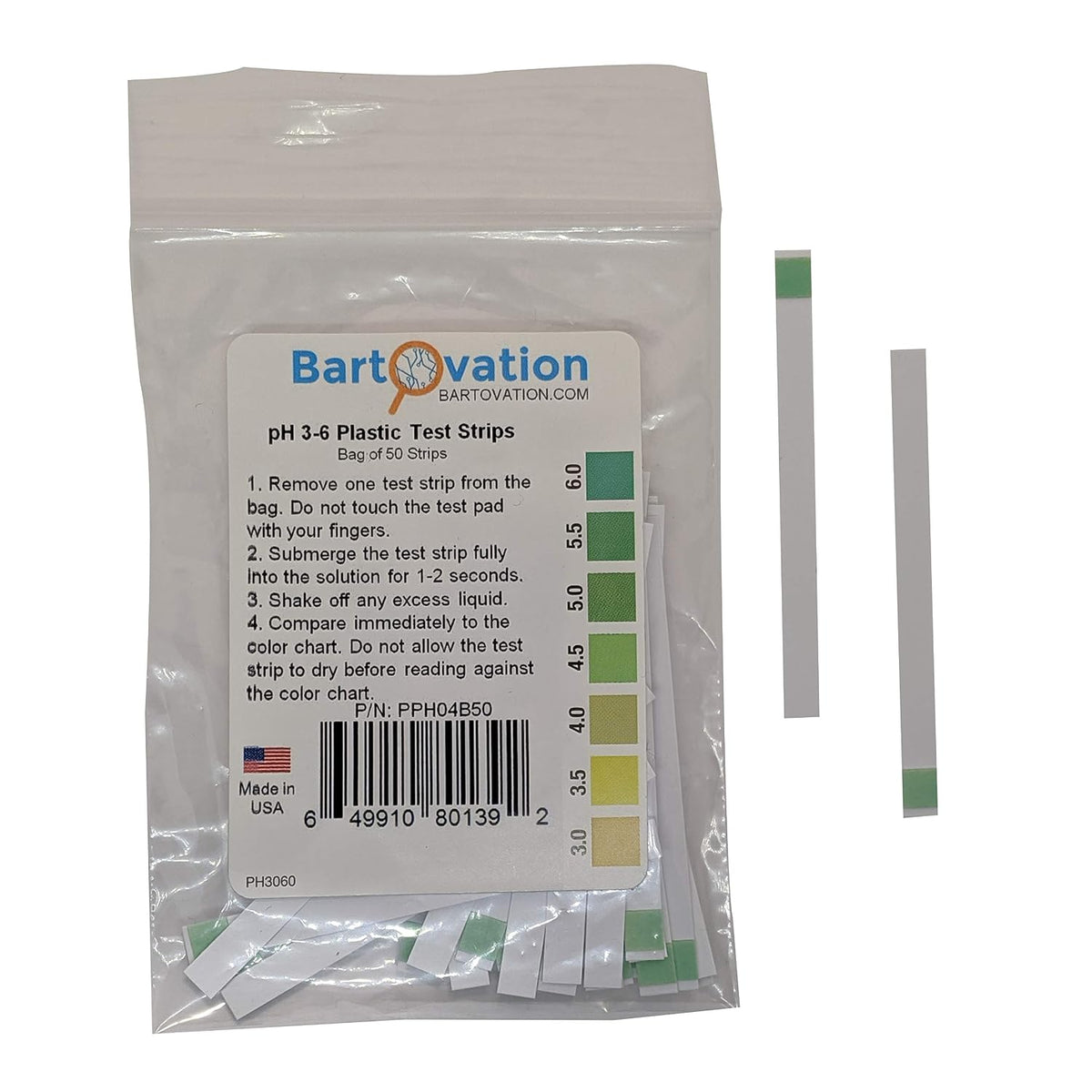 pH 3-6 Short Range Test Strips, 50-Pack