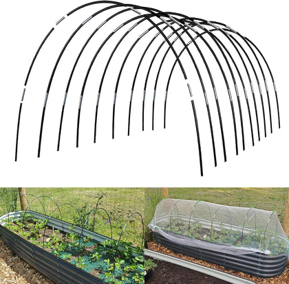 Greenhouse Hoops Grow Tunnel, 10 Sets 7FT Garden Hoops | Rust-Proof Fiberglass Frame for Raised Beds, Garden Netting