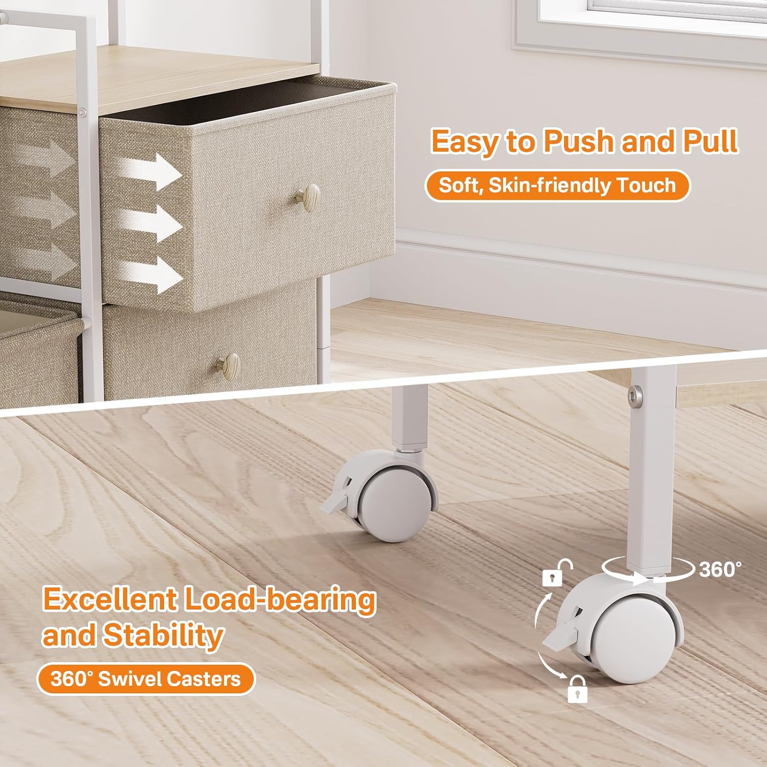 Baby Organizer and Storage - 3 Tier Rolling Cart with Dividers and Drawers, Easy To Assemble, Mobile Utility Cart