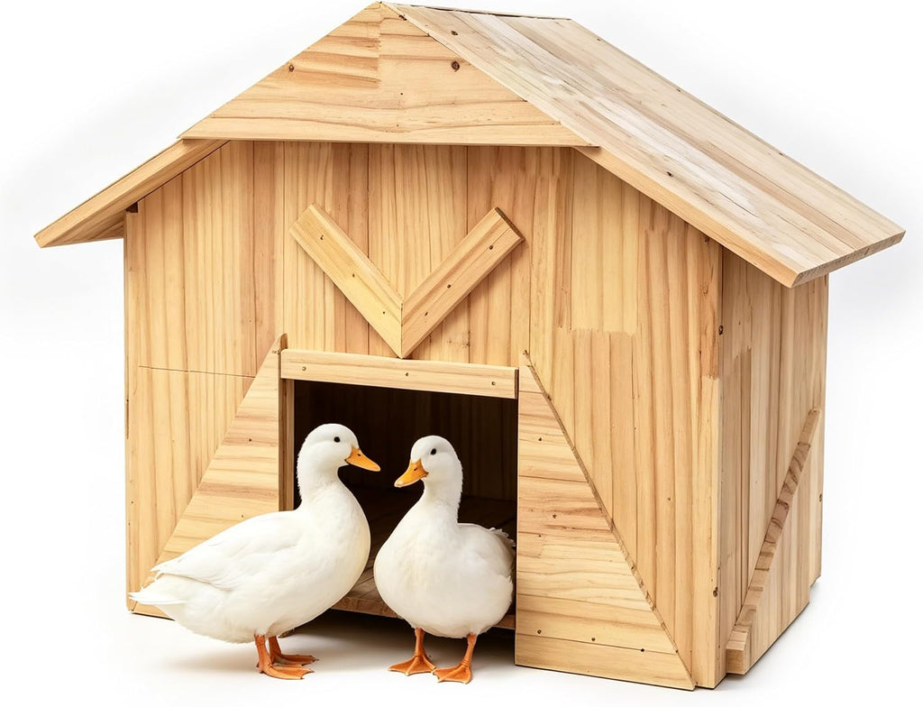 Handcrafted Extra Large Solid Wood Duck Coop - Spacious Outdoor Poultry House for Ducks, Chickens & More, Easy