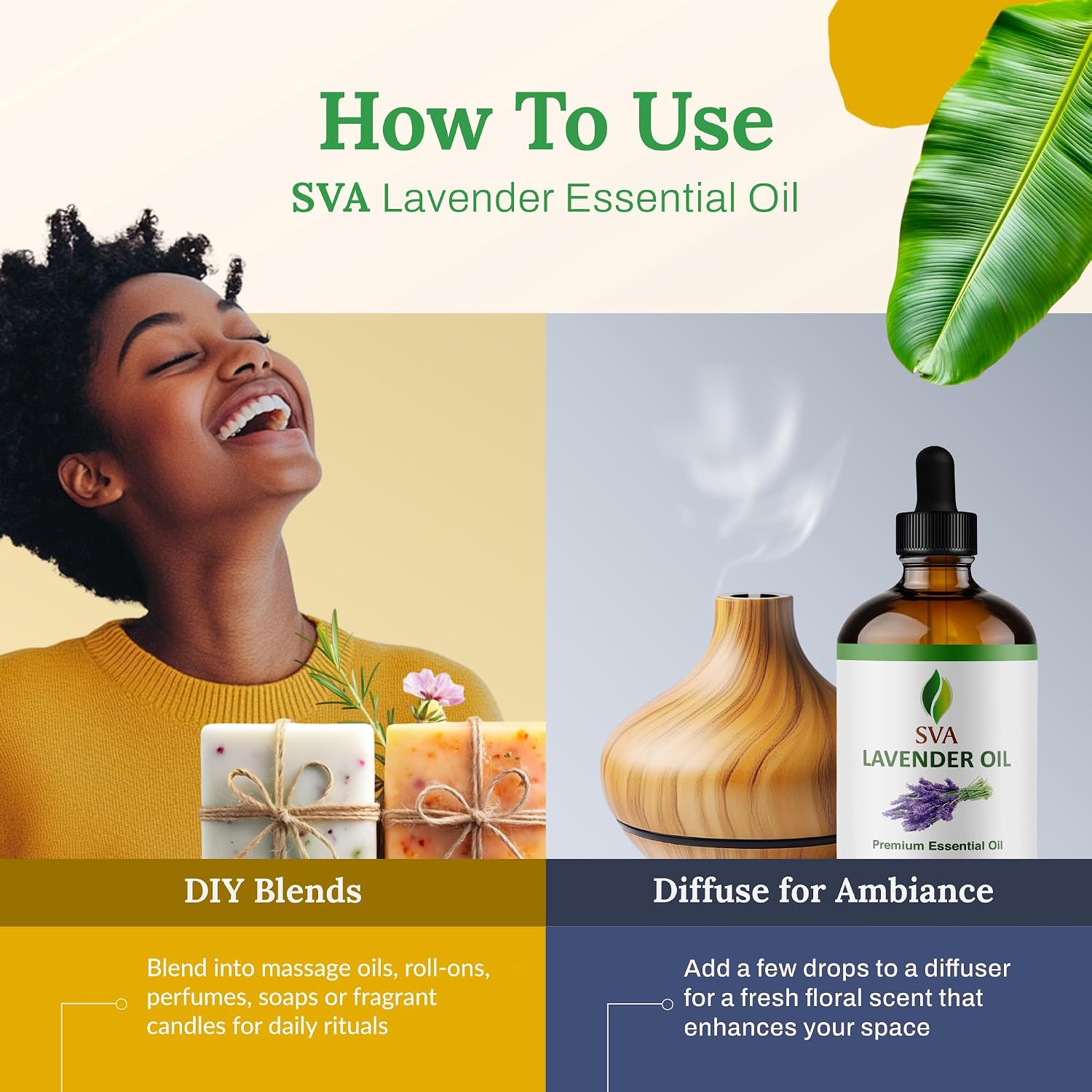 SVA Lavender Essential Oil, Glass Bottle with Dropper, 4 Fl Oz (118 ml) | Lavender Oil for Diffuser, Humidifier