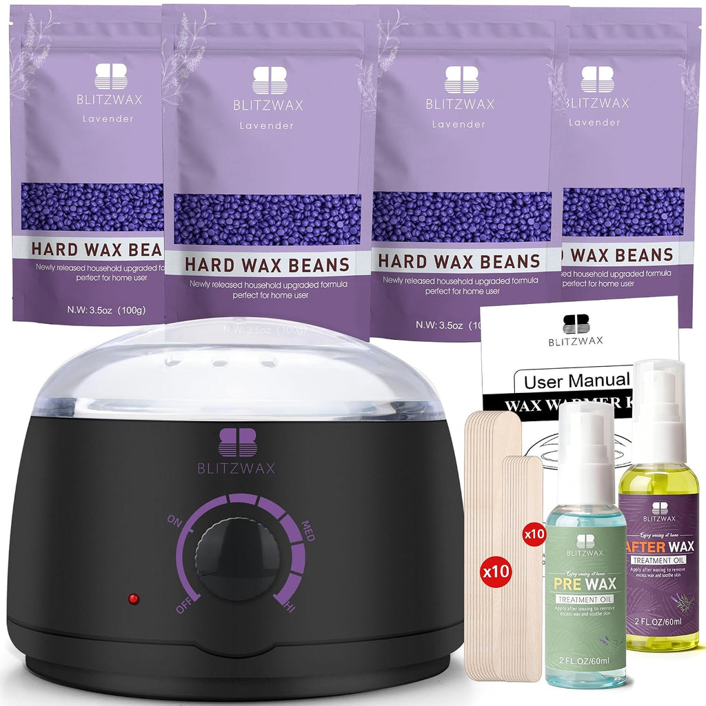 Waxing Kit for Women, Wax Warmer, Brazilian Bikini 28 Items | Quick Heating Pot, Face Legs Underarms, Beginner