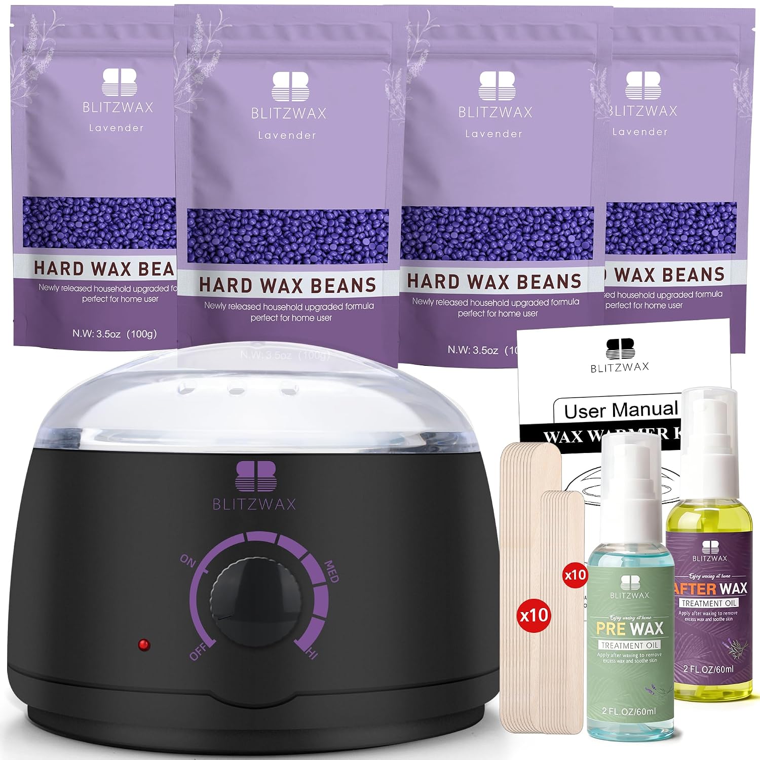 Waxing Kit for Women, Wax Warmer, Brazilian Bikini 28 Items | Quick Heating Pot, Face Legs Underarms, Beginner