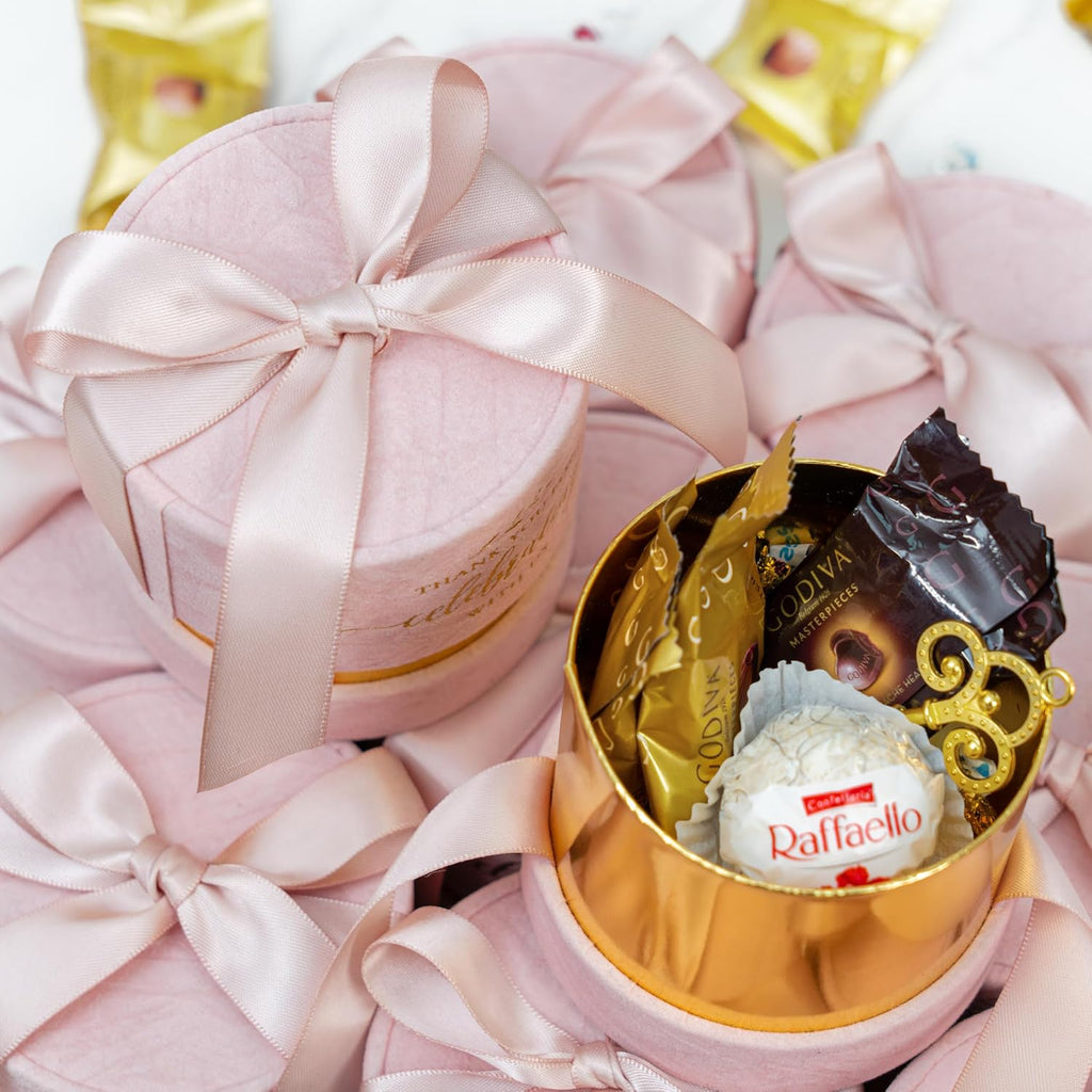 6-Pack Luxury Dusty Rose Favor Boxes, Wedding Gift Candy Boxes