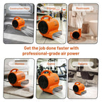 Air Mover Fan 1000 CFM 1/4 HP, 3-Speed Floor Dryer, Orange
