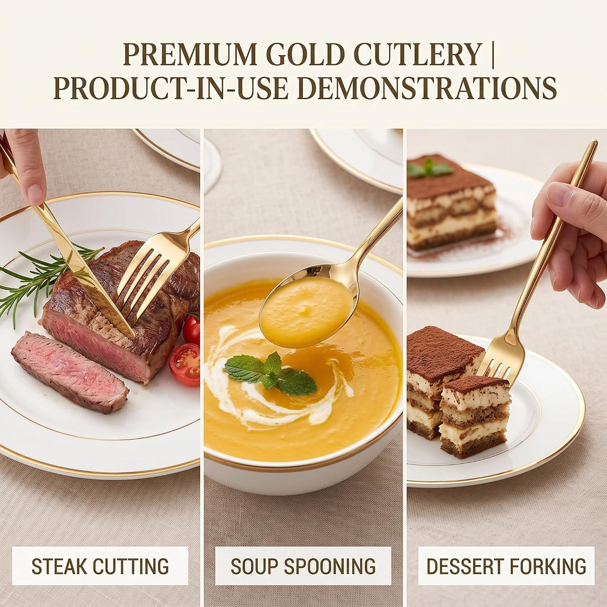 Gold Plastic Silverware, 300-Piece Disposable Cutlery Set