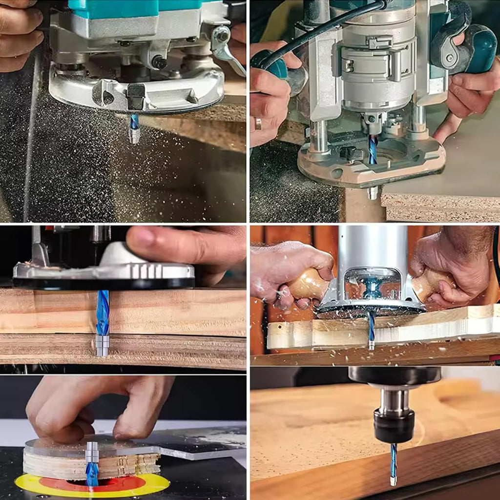 1/4" Shank Spiral Flush Trim Router Bit, 1/4" Dia.1-1/8" Cut Length & 3" OAL, Up&Down Compression Cut Solid Carbide