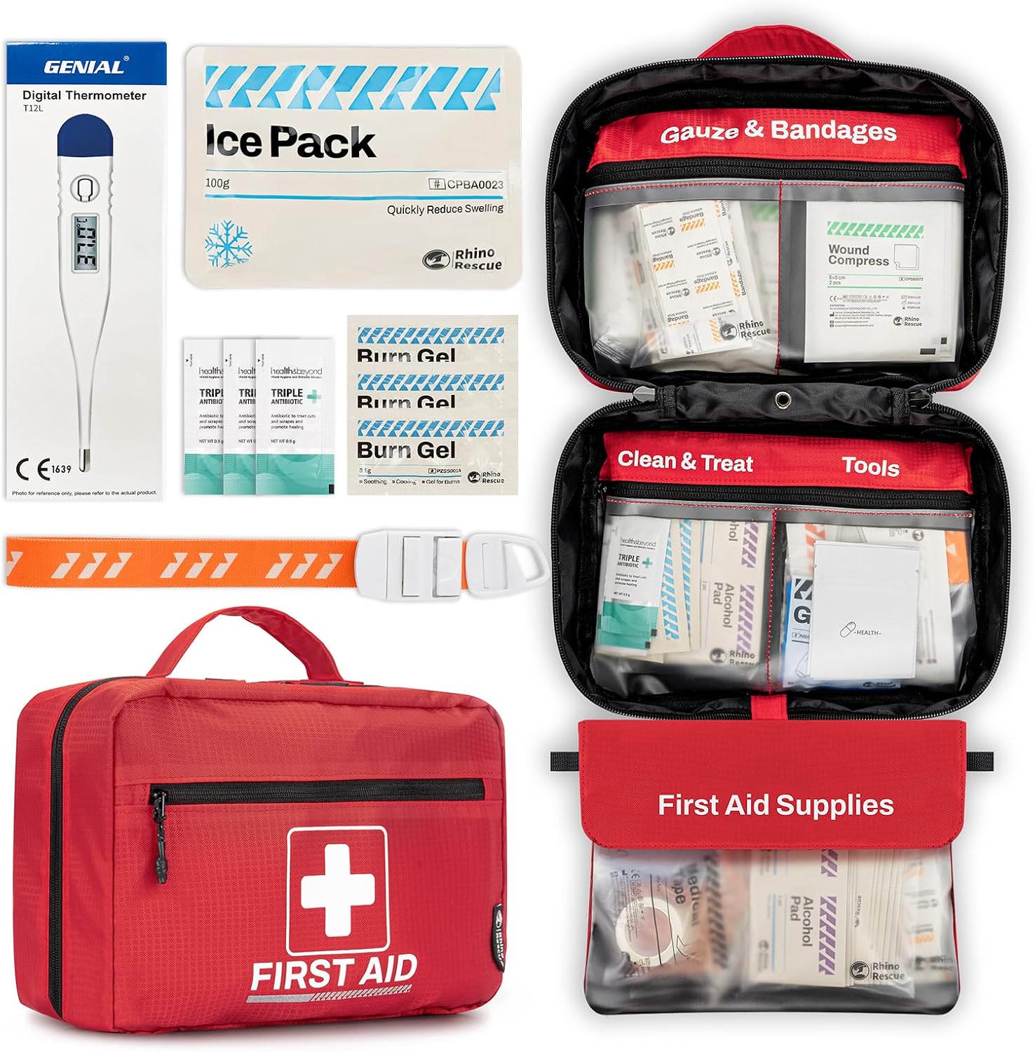 240 Piece All-Purpose First Aid Kit, Home & Office Professional Medical Supplies, Ideal for Emergency, School