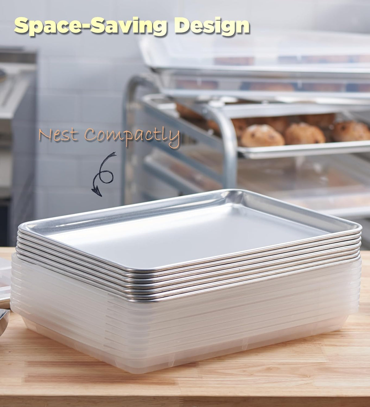 6-Pack 1/2 Size 18''x13'' Sheet Pan with Cover