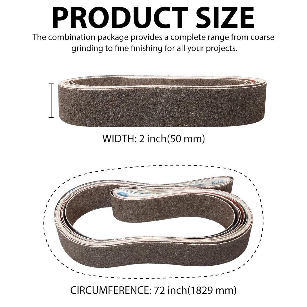 8 Pcs 2x72 Sanding Belts Assortment for Polishing