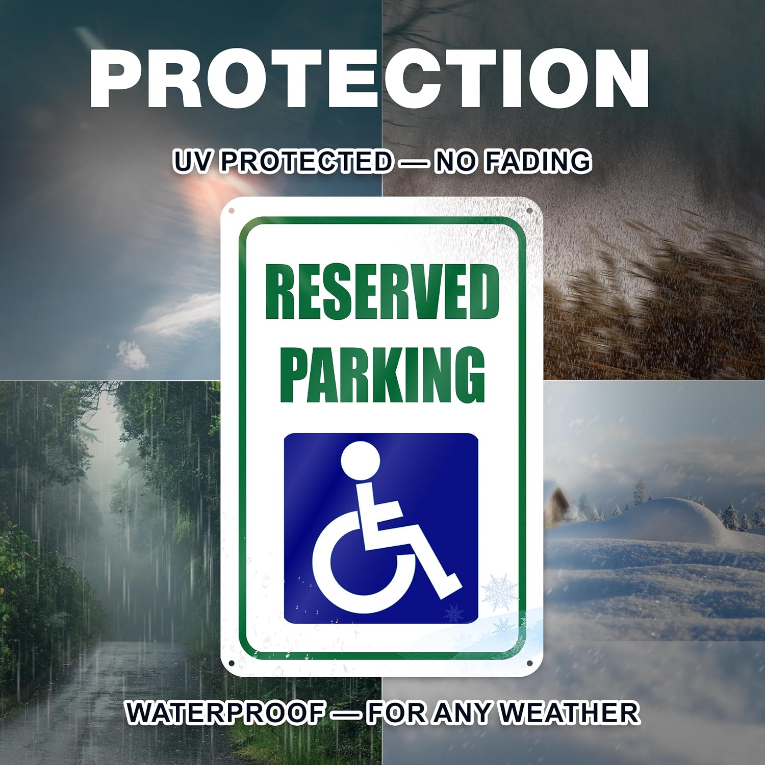 Handicap Reserved Parking Signs, 8 x 12 Inch Reflective Aluminum, 2 Pack | Disabled Space Marker for Lots, Driveways