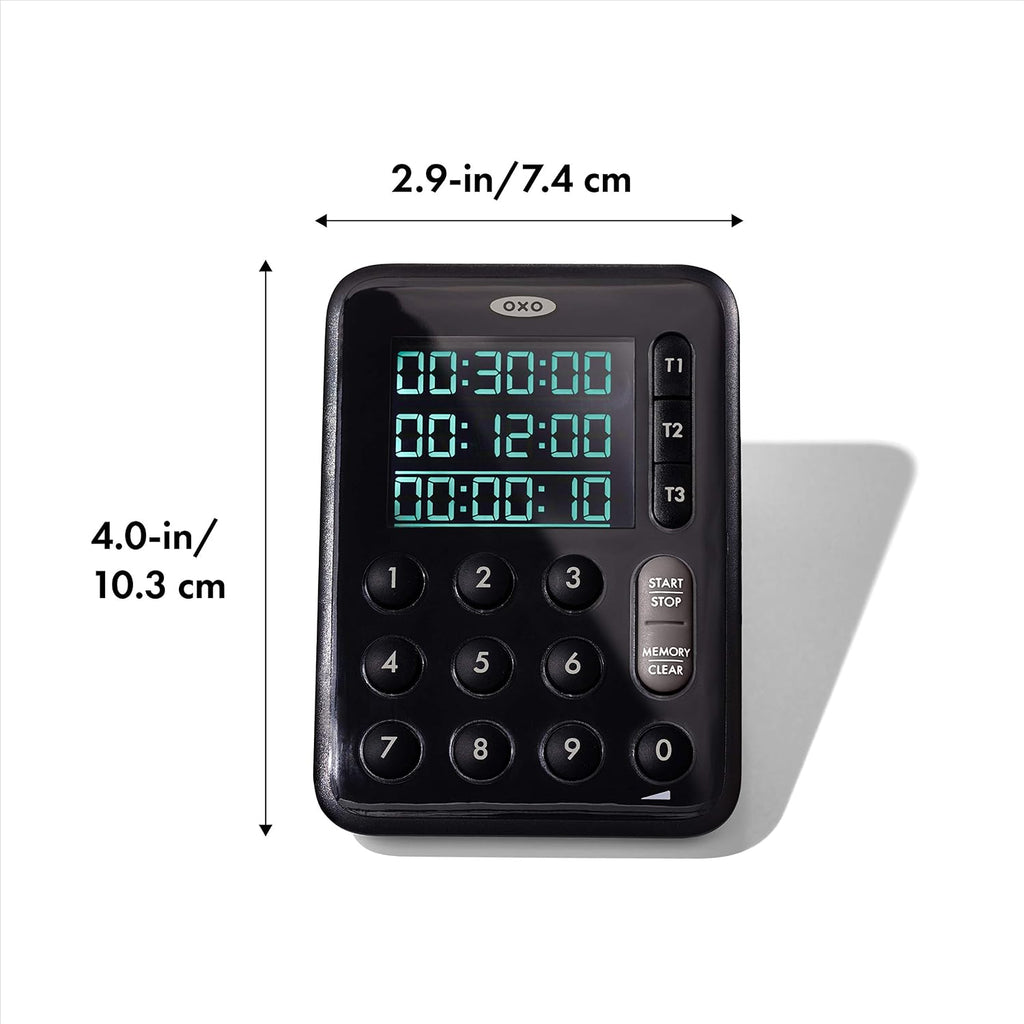 Good Grips Digital Triple Kitchen Timer, Three 100-Hour Counters