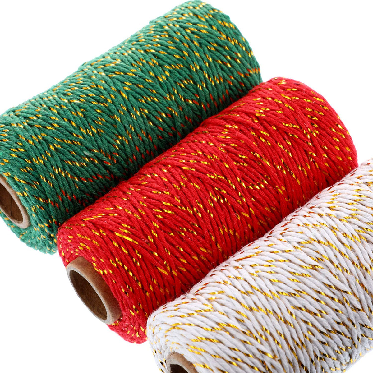 984 Feet Christmas Twine String for Crafts Bakers Cotton Twine Decorative Jute Metallic Gift Wrapping Rope Cord for