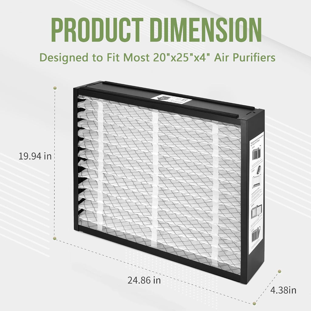 20x25x4 Furnace Filter Replacement for Lennox X6673 & Honeywell FC100A1037 | MERV 13 Pleated HVAC Air Filters, Actual