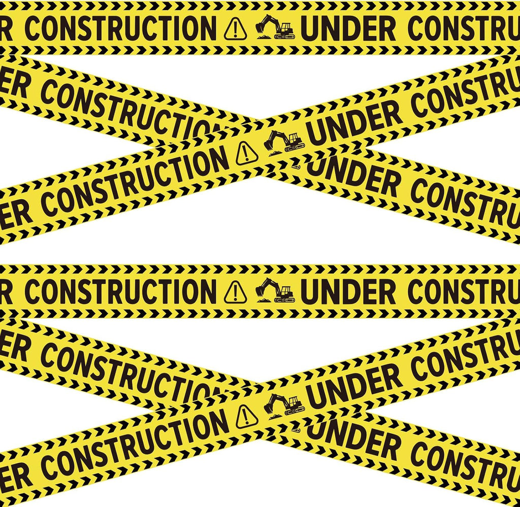 2 Rolls Under Construction Party Tape, 98.4 Feet x 11.8 Inch Construction Caution Tape Black and Yellow Hazard