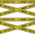2 Rolls Under Construction Party Tape, 98.4 Feet x 11.8 Inch Construction Caution Tape Black and Yellow Hazard