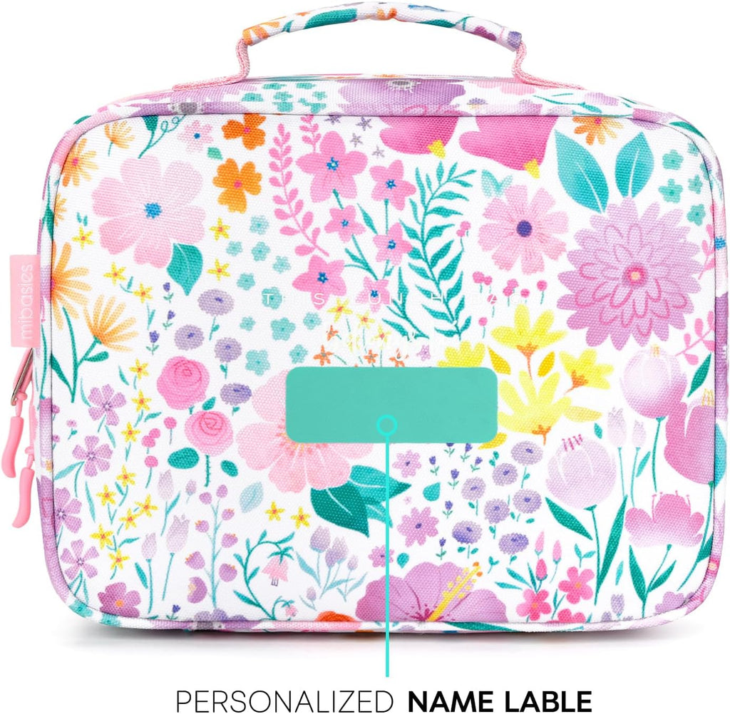 Kids Lunch Box for Girls, Insulated and Reusable Lunch Bag for School Preschool Kindergarten, Flower Pink