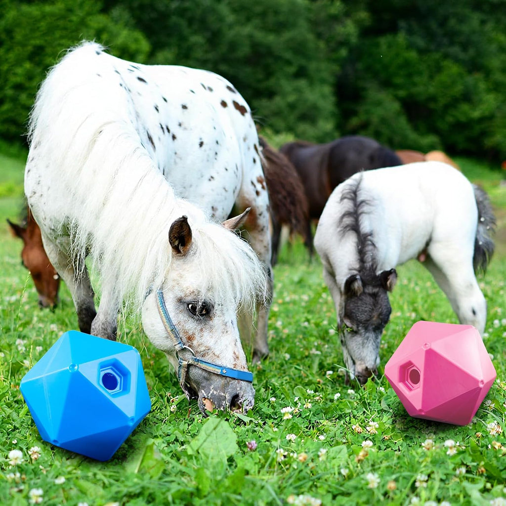 2 Pack Horse Treat Ball, 9" Feeder Toy for Horses, Pink Blue