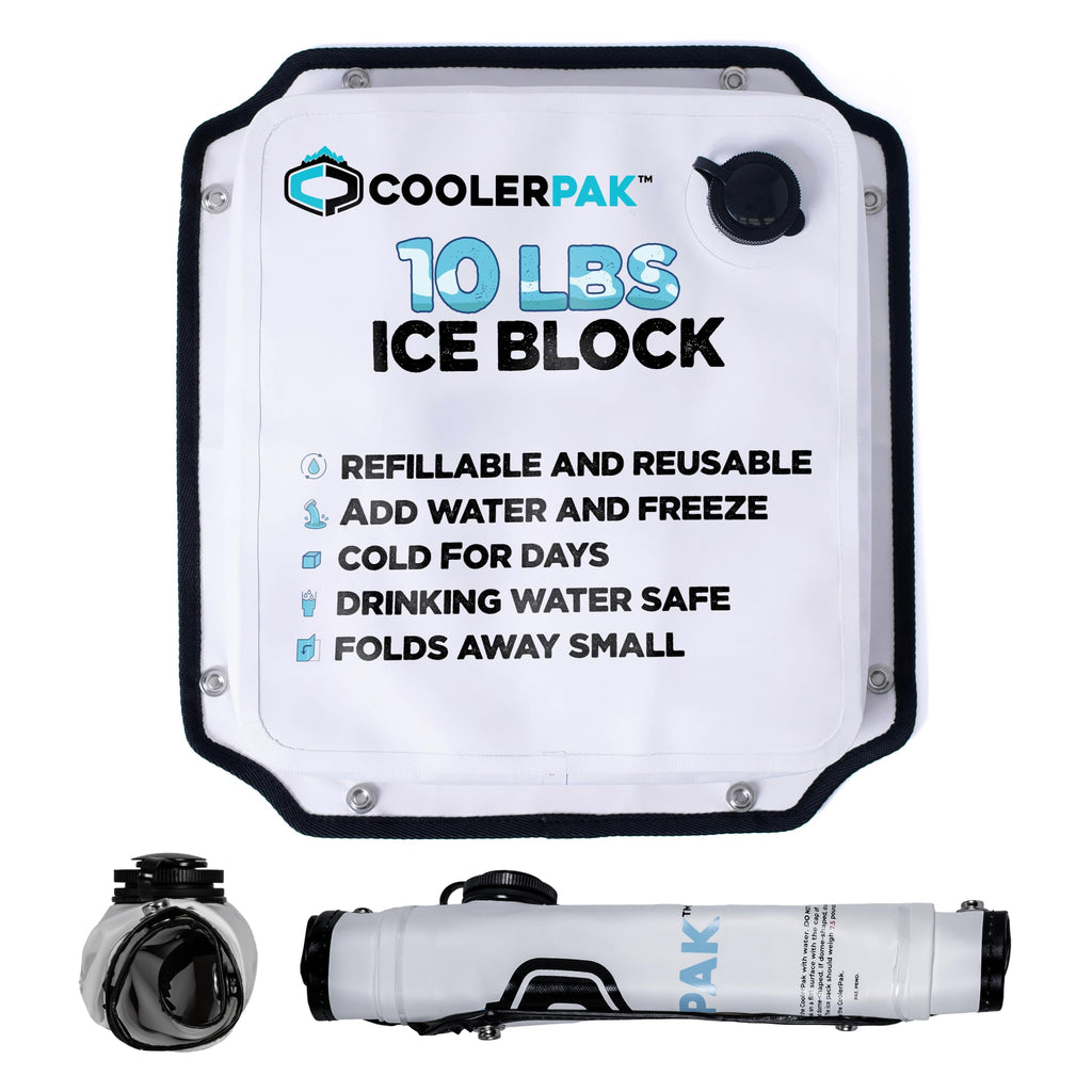 10lb Refillable Reusable Ice Pack - Stainless Snaps - Cold for Days - Non-Toxic, Leakproof, Suitable for Potable