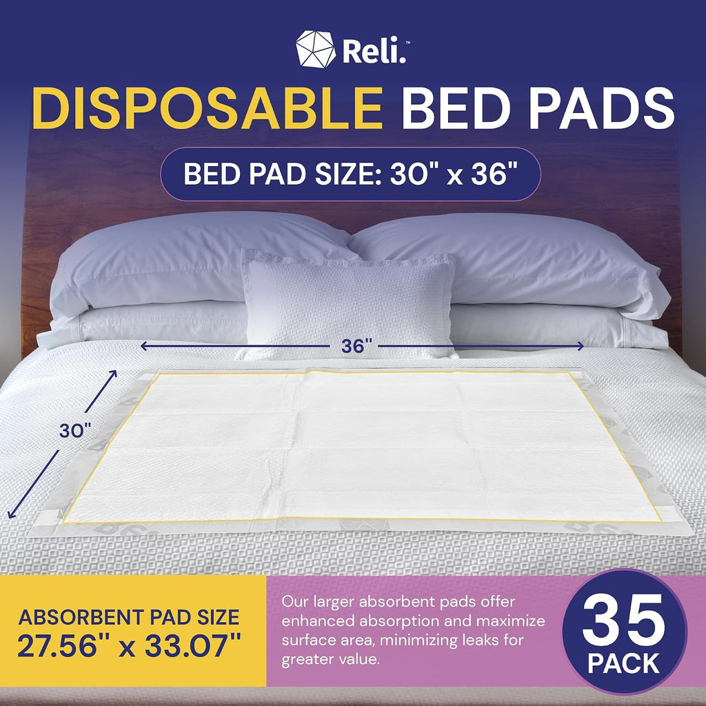 Disposable Bed Pads Adult (35 Pack) | XL Underpads for Incontinence