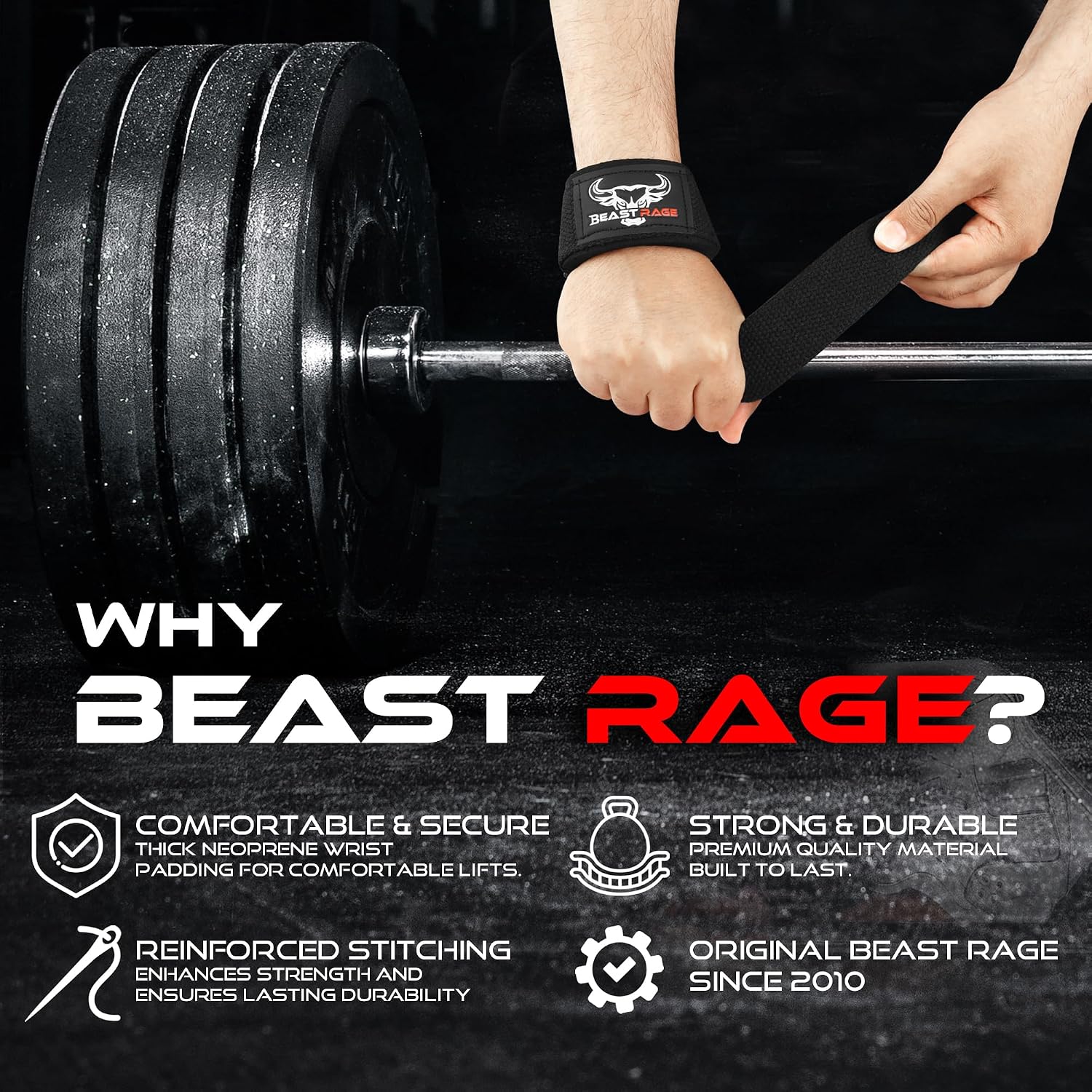 Lifting Wrist Straps for Weightlifting, Straps Gym Grip Power Workouts Lifting Straps Padded Neoprene & Premium
