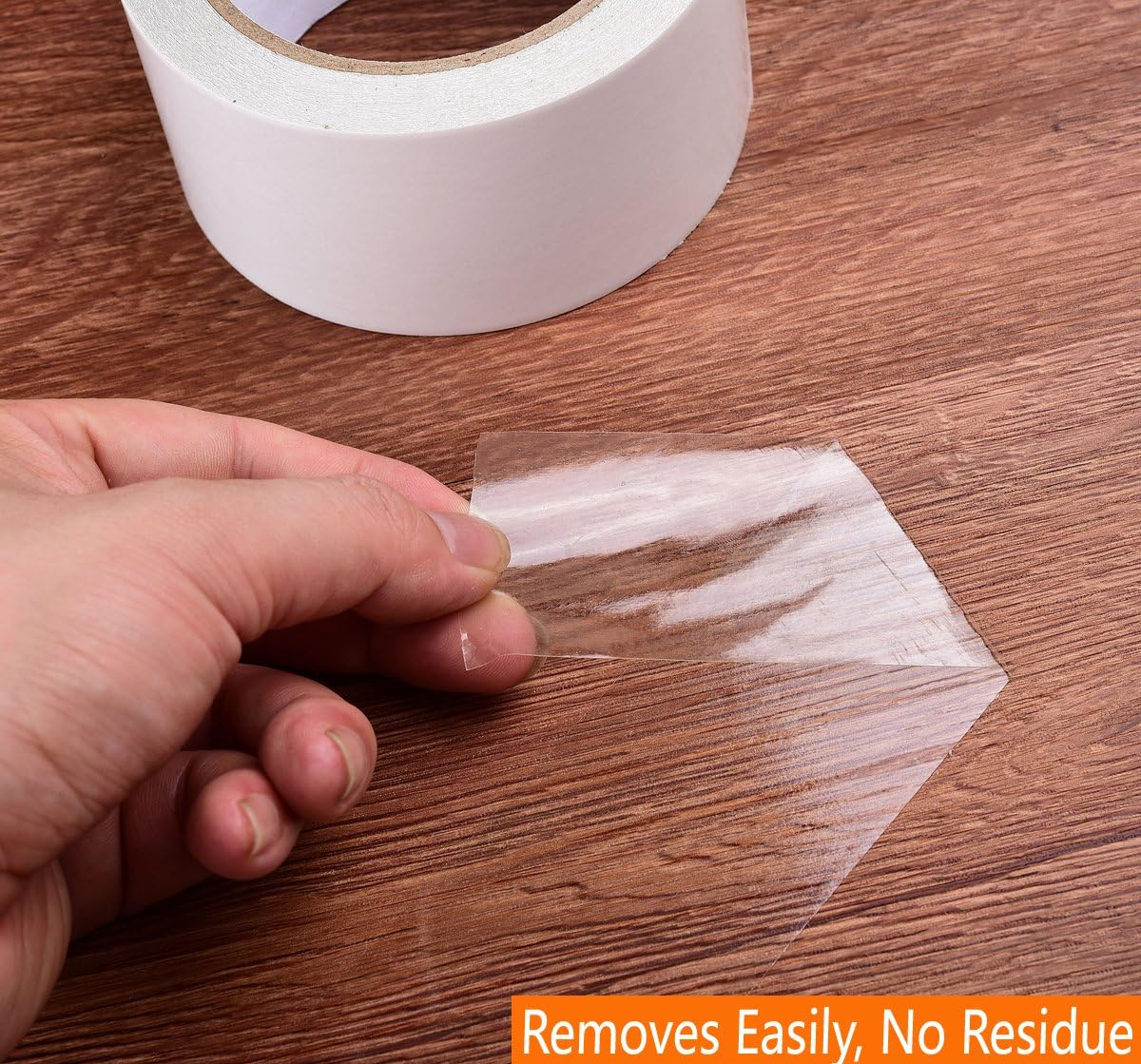 Removable Clear Double Sided Sticky Tape- No Residue, 2 Inches x 20 Yards
