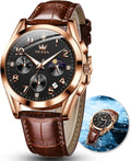 Men's Watches Brown Leather with Date,Casual Watches for Men,Large Face Watches Men,Chronograph Mens Watch,Sport