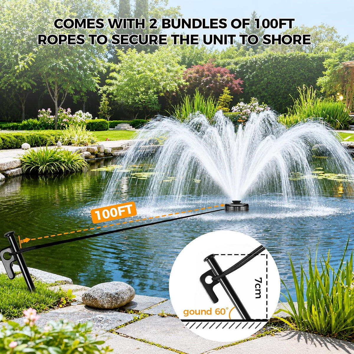 Pond Fountain Aerator, 1HP 110V 15000 GPH Stainless Steel