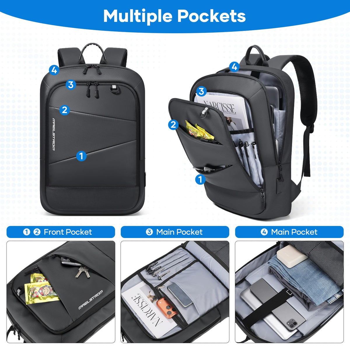 15.6 Inch Laptop Backpack, Lightweight Waterproof Business Bag