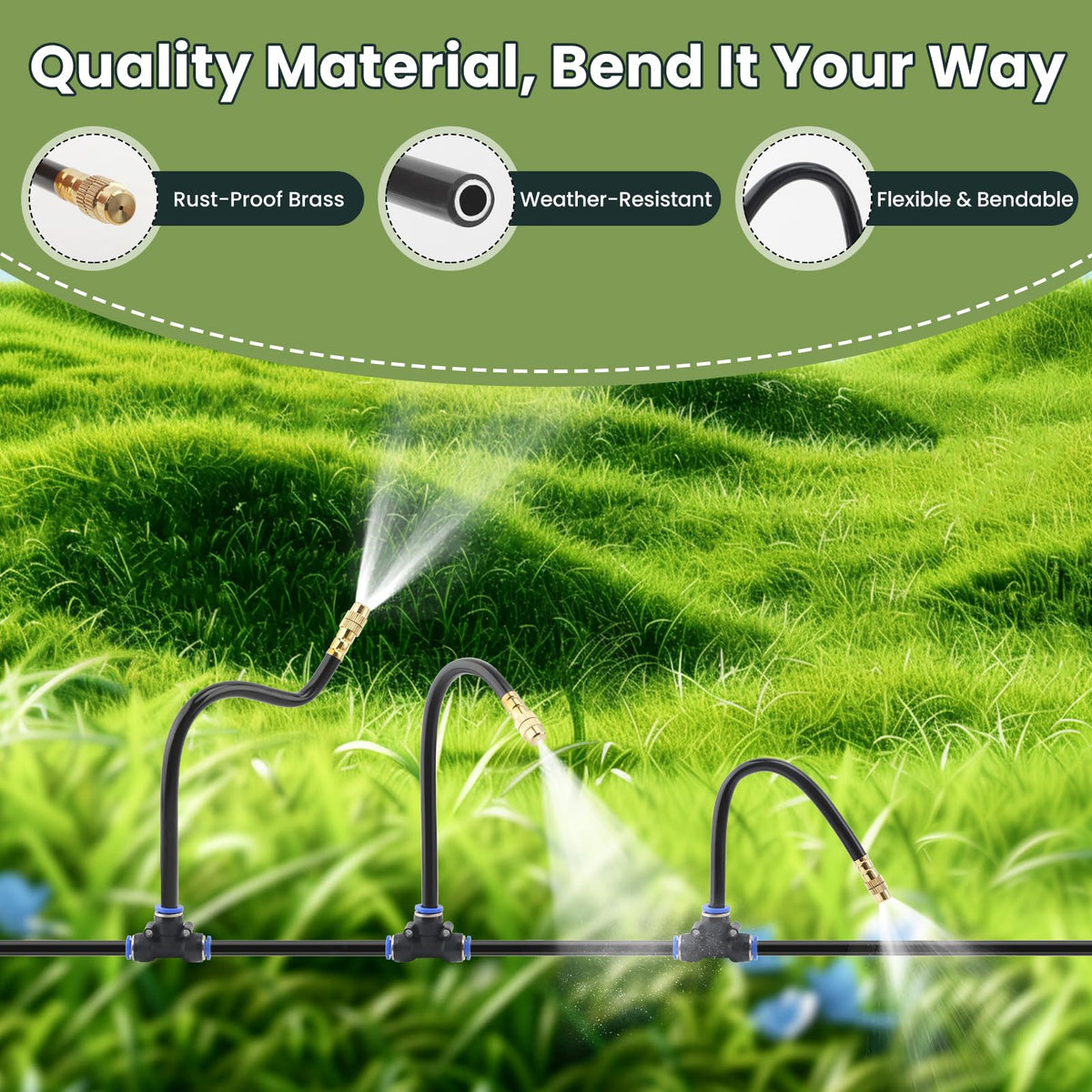 100FT Automatic Drip Irrigation Kits with Water Timer 360° Bendable Spray