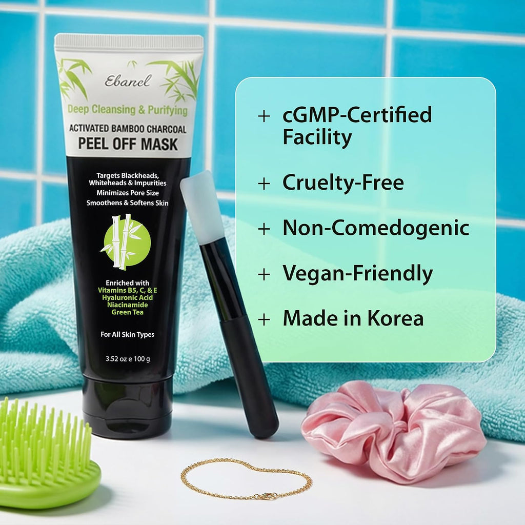 Charcoal Peel Off Face Mask Applicator Set, Deep Pore Cleansing Mask | Pore Minimizer Blackhead Remover with