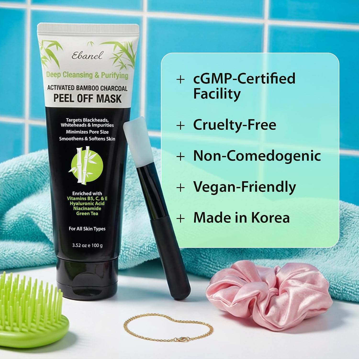 Charcoal Peel Off Face Mask Applicator Set, Deep Pore Cleansing Mask | Pore Minimizer Blackhead Remover with