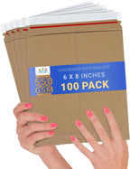 Rigid Mailers 6 x 8 Inch, Brown Cardboard Envelopes, Self Seal Tear Strip, 550 GSM Paperboard, Stay Flat Design, Pack