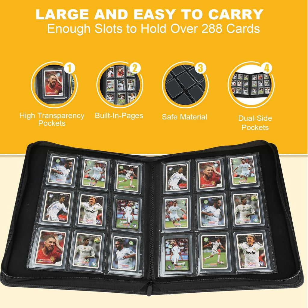 Toploader Binder,Toploader Hard Cases, 9-Pocket Pages Sleeves Hold up 288 Cards.Toploader Card Binder with Sleeves