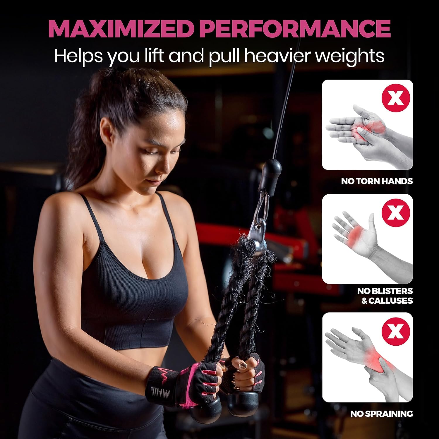 Workout Gloves for Women – Breathable Gym Gloves for Women with Palm Protection and Enhanced Grip – Padded Weight