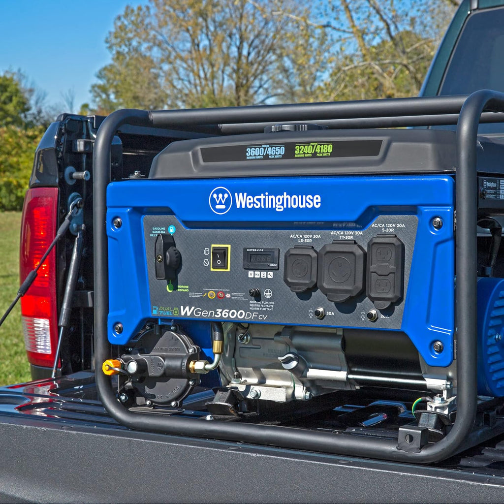 4650 Peak Watt Dual Fuel Portable Generator, RV Ready 30A Outlet, Gas & Propane Powered, CO Sensor