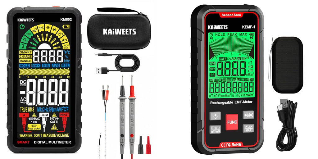 KAIWEETS Smart Multimeter Rechargeable and KAIWEETS EMF Detector, 3-in-1 Handheld EMF Meter